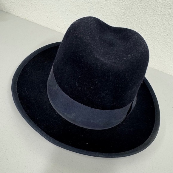 Black Felt Fedora Hat Classic Style Mens Formal Dress Accessory